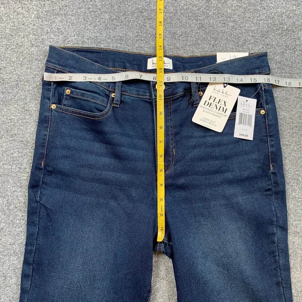 Nicole Miller Jeans Women 12 Blue Flex Denim Soho High Rise Ankle Skinny Stretch